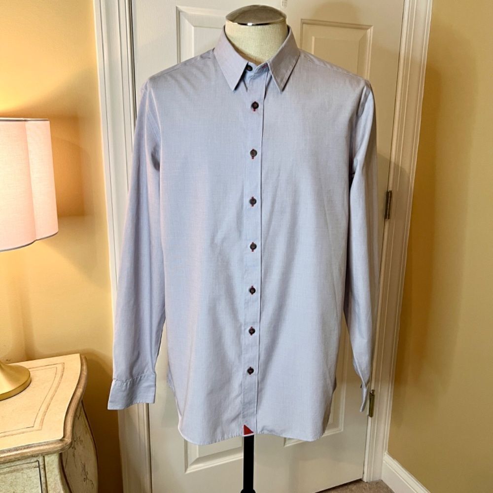 EUC Men's UNTUCKit Rubican Gray Button Front Wrinkle Free Cotton Shirt Size XLT